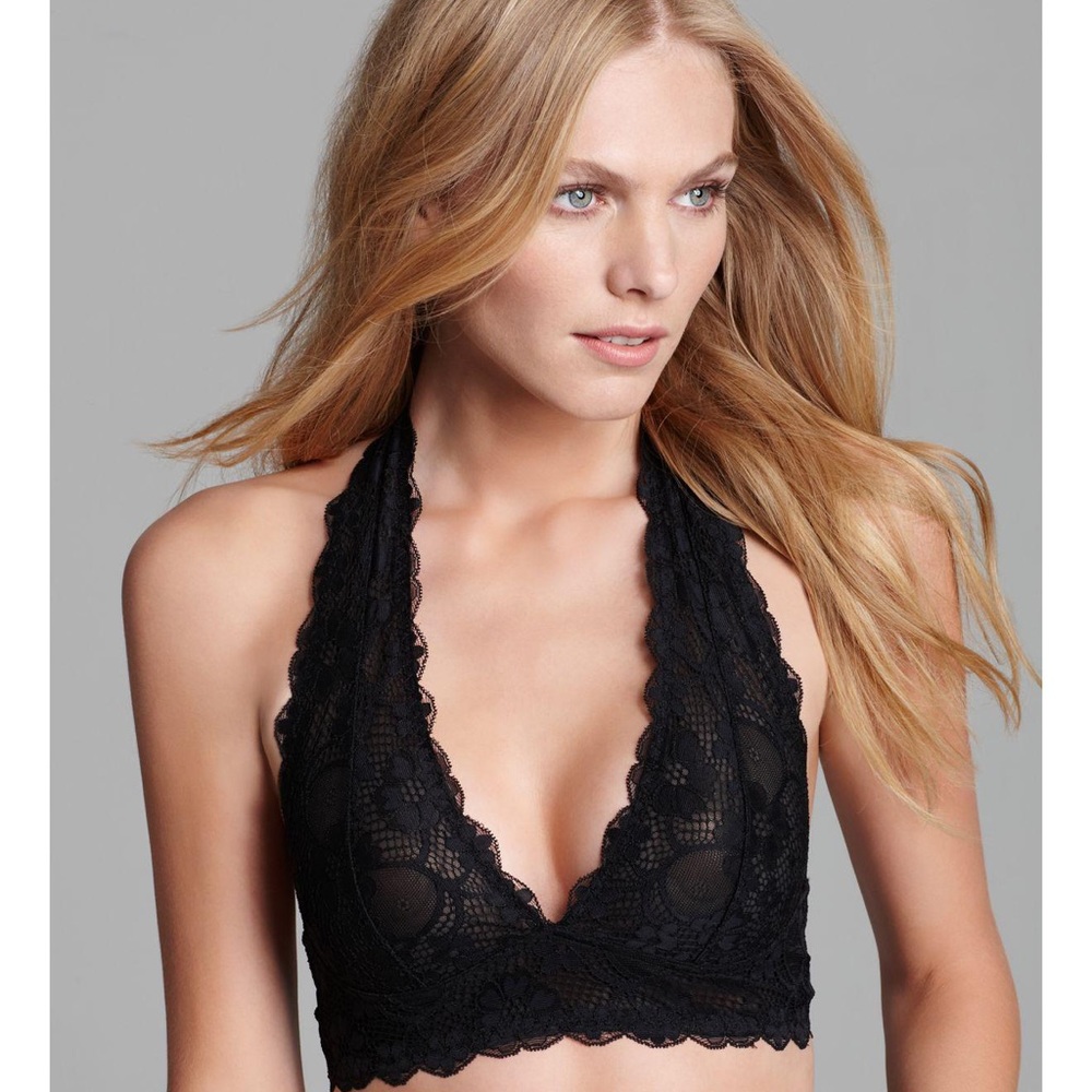 Black Free People Intimates Halter Bralette bra